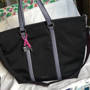 New Vera Bradley Black puffy nylon tote NWOT